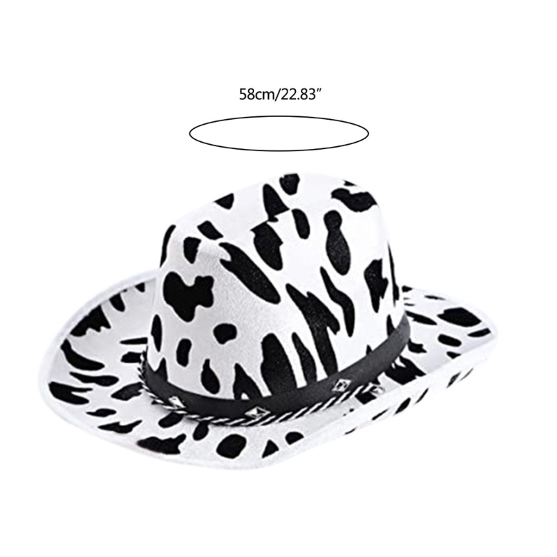 Topi Cowboy Wanita Motif Print Sapi Untuk Pesta Ulang Tahun