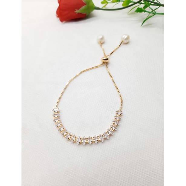 G188 BERSERTIFIKAT GELANG PERMATA SERUT MUTIARA ASLI GELANG UNIK GELANG SERUT RHODIUM EMAS MUTIARA A