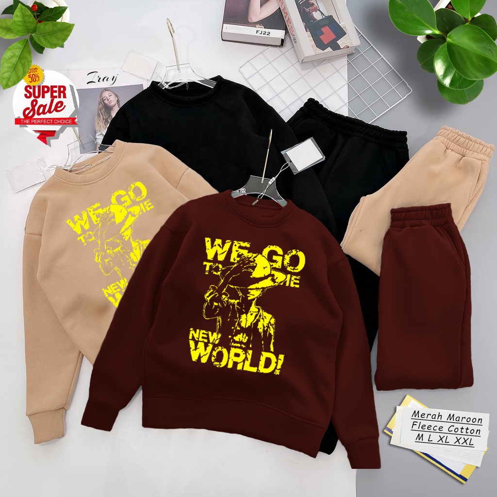 Sweater Luffy We Go New World Unisex Pris &amp; Wanita Terlaris  | Dhea Fashion