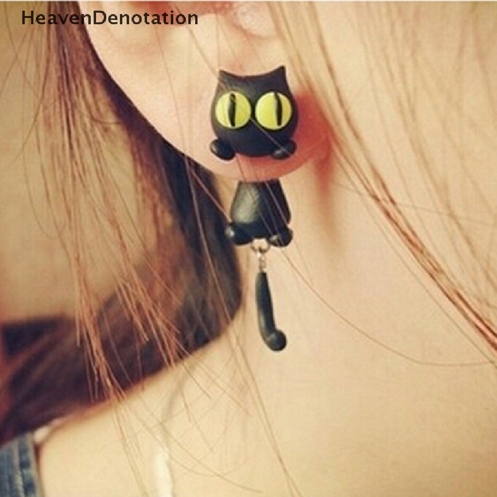 1 Pasang Anting Stud Desain Hewan Kucing Bahan Polymer Clay Untuk Wanita