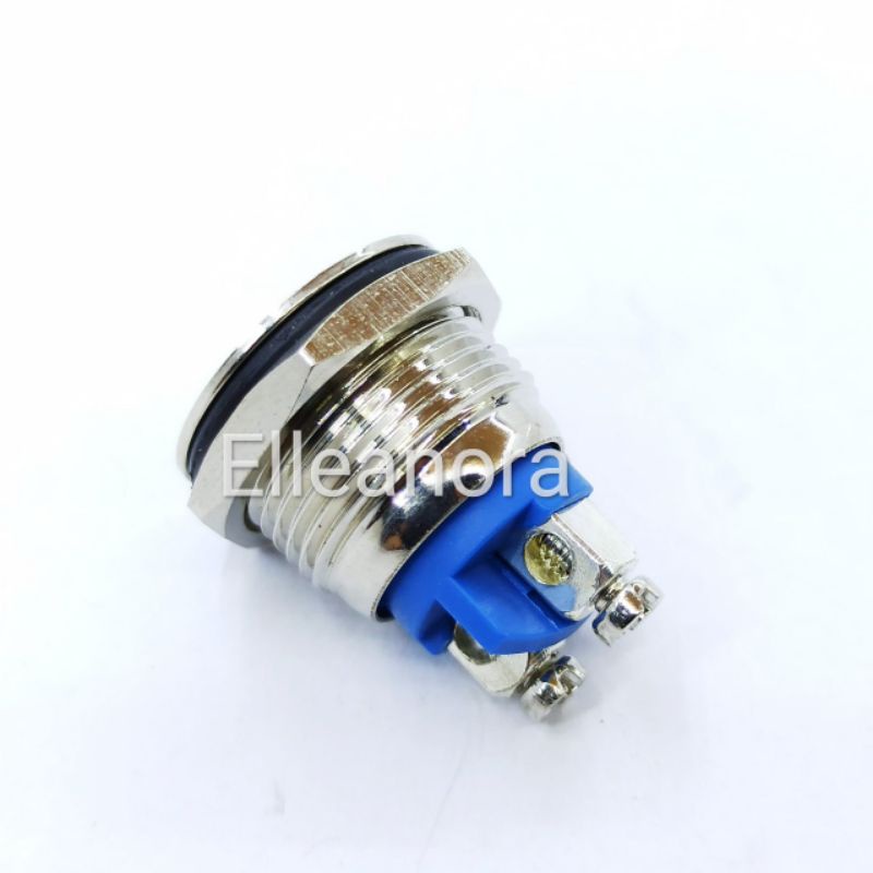 Saklar Switch Push On Bulat Stainless 2Pin 16mm Rata