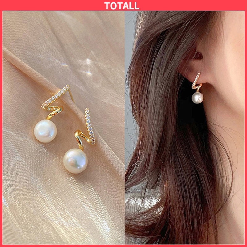 COD Anting Fashion Korea Tusuk Silver 925 Wanita Desain Ekor Ikan Hias Mutiara 2022-Totall