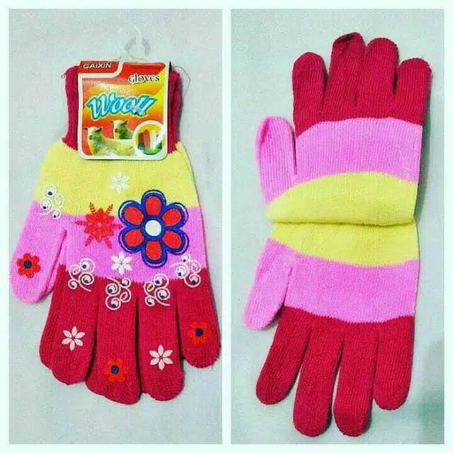 Sarung tangan motor wanita bahan woll motif hand glove skating anti dingin