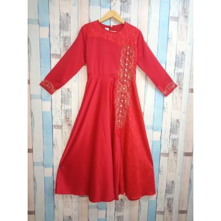 DR034 LONG DRESS SATIN CHACHA HIJAB SALATIGA
