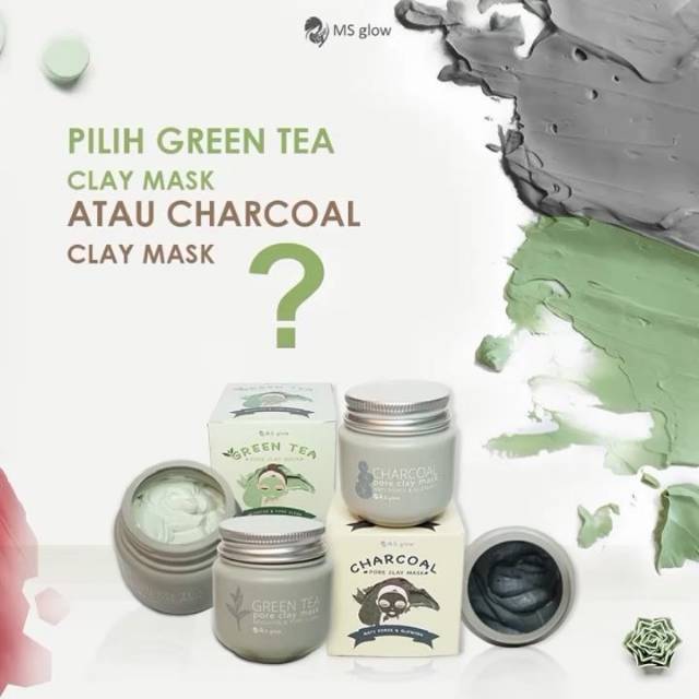 Clay Mask Ms Glow Masker Ms Glow Green Tea Clay Mask Charcoal Clay Mask Indonesia