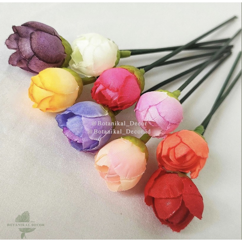 Artificial Flower Mini Rose Bud Bunga Mawar Palsu Buatan Plastik Tangkai Hiasan Dekor Pajangan Rumah