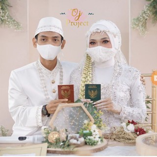 MASKER PENGANTIN SEPASANG | MASKER AKAD PAYET WARNA BW