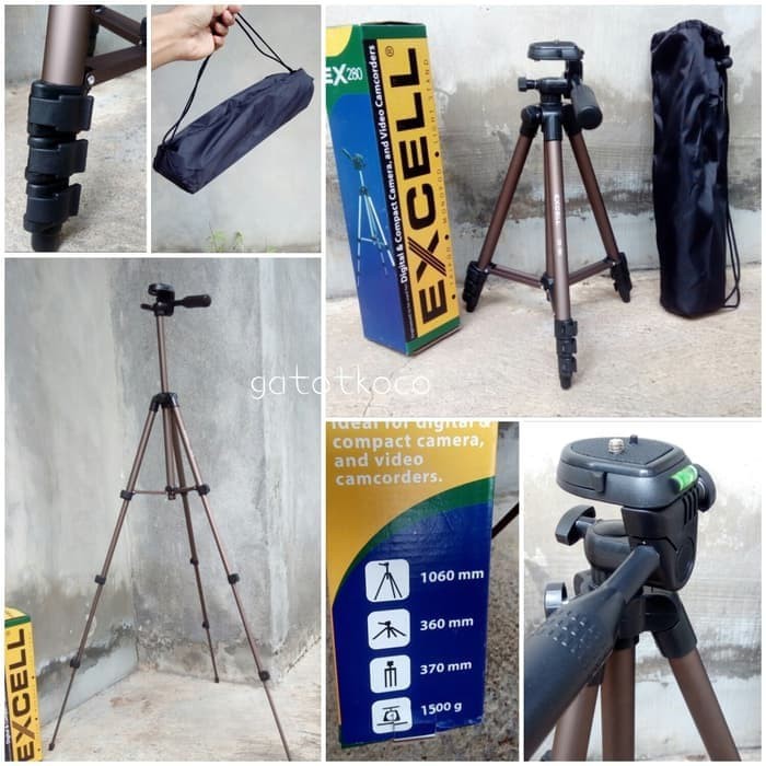 Promo Tripod Excell EX 280 plus holder for Camdig actioncam dan Hp Baru