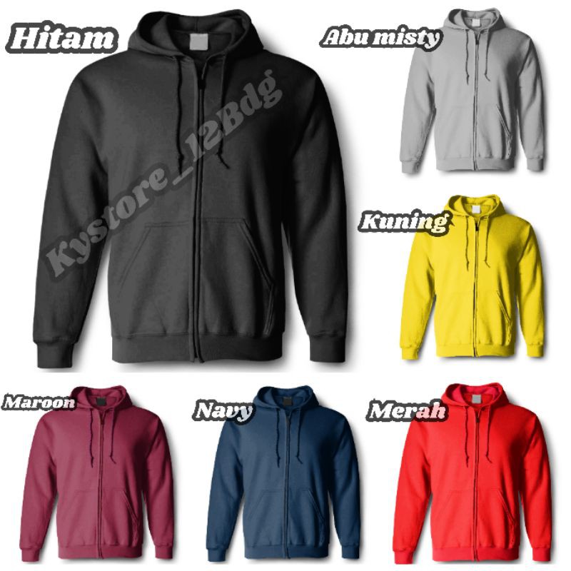 Sweater fleece zipper polos hoodie tebal