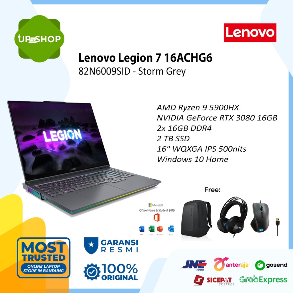 Lenovo Legion 7 16ACHG6 9SID Ryzen 9 5900HX 32GB 2TB SSD RTX3080 16GB W10 OHS 2019