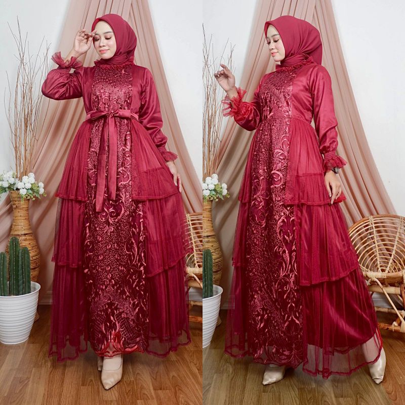 GAMIS CATTALEYA GOWN // BAHAN TULLE BORDIR PREMUIM// ORIGINAL By Pelangi Jaya