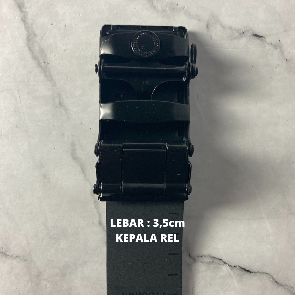 KEPALA IKAT PINGGANG PRIA MODERN SILVER KERJA MODEL REL AUTOMATIC KULIT FORMAL HITAM DOFF - SUPERBAN