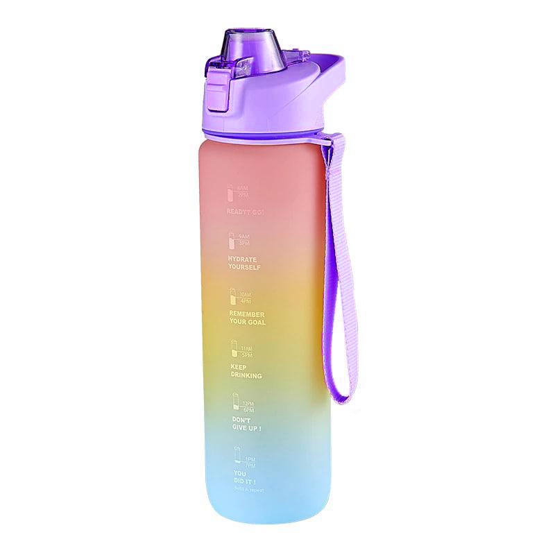 HOKO Botol Minum Tumbler Olahraga Sport Unik FREE Stiker 2D+3D / Botol Motivasi 1000ML / Botol Penanda Gradient Gradasi 1 LITER-7
