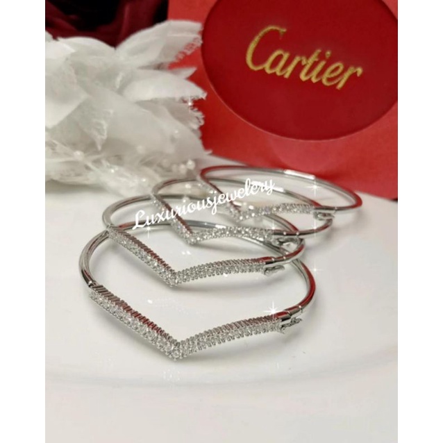 Gelang Bangle V permata cubic zirconia