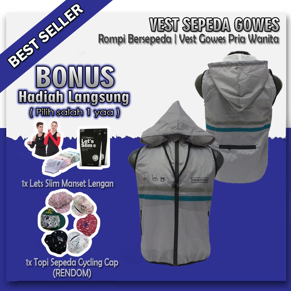 Vest Neology Jaket Pria Hoodie Sepeda Lipat Penutup Kepala