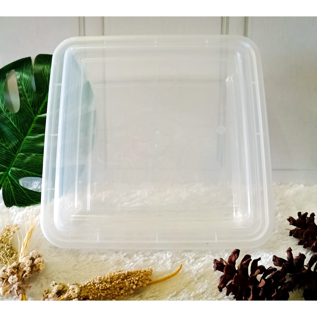 Kotak Makan Plastik 2500 ml Square Thinwall Container DM Isi 25 pcs