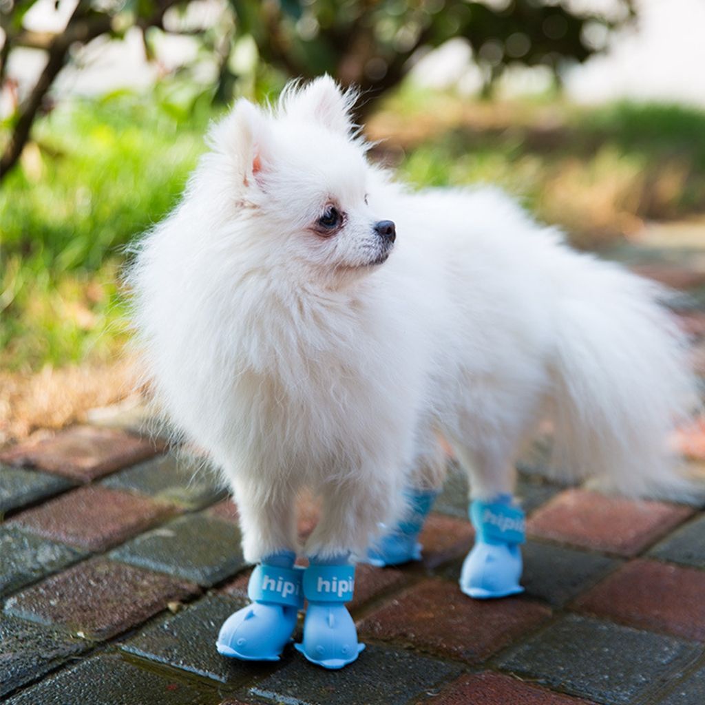 ELEGANT 4 pcs/pack Puppy Boots Cute Dog Rain Boots Cat Footwear Candy Colors Non-Slip Pet Supplies Dolphin Shape Protect Paw Suit rain/snow Day Dog Shoes/Multicolor