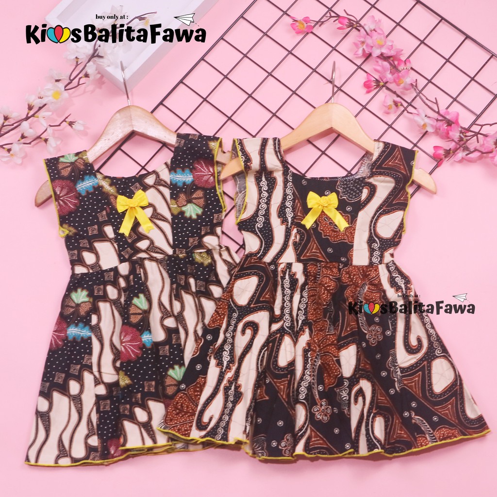 Dress Marsha Uk Bayi - 3 Tahun / Dres Batik Baju Baby New Born Perempuan Gaun Tenun Bahan Adem Cewek