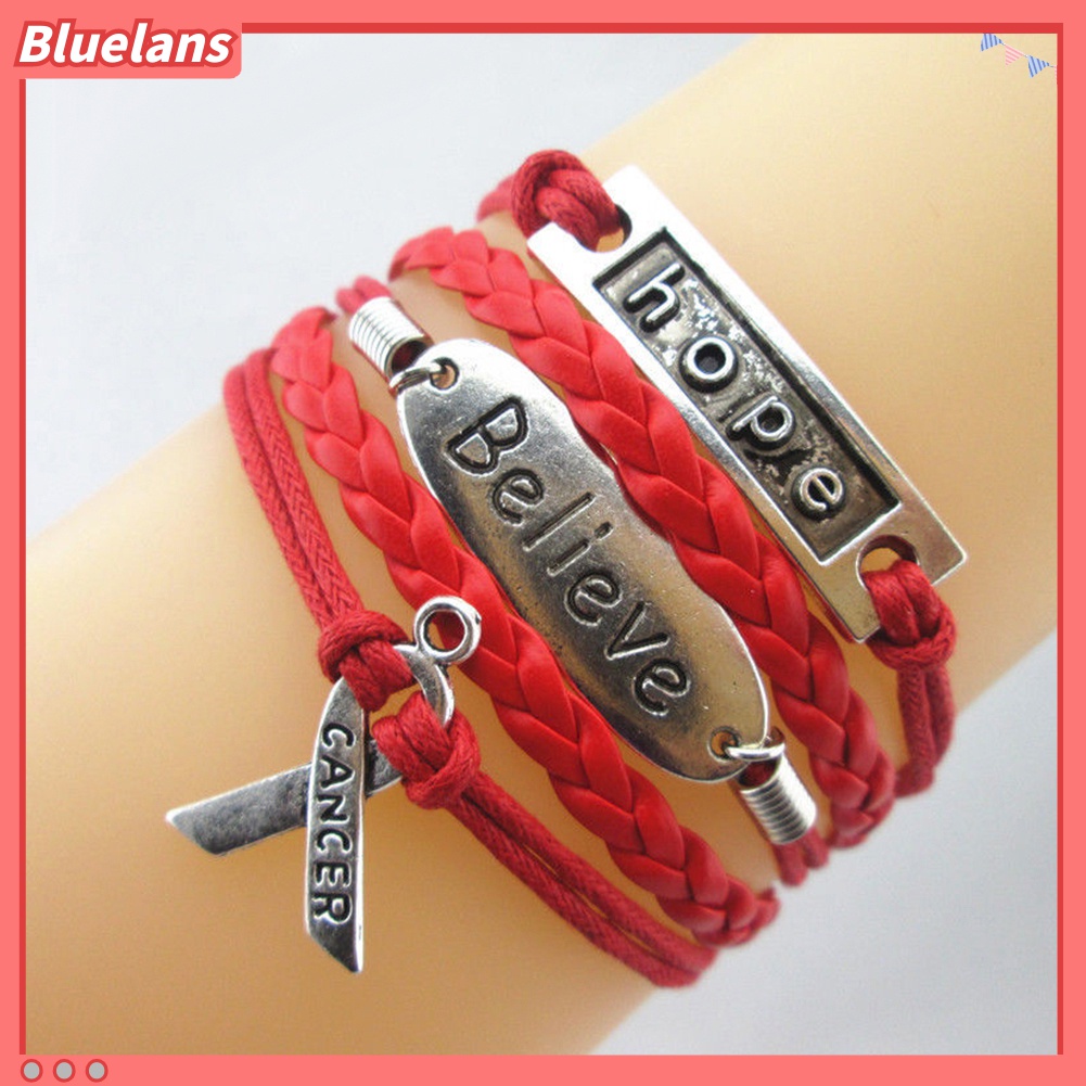 Gelang Multilayer Desain Lambang Kesadaran Kanker Payudara Infinity Hope Faith