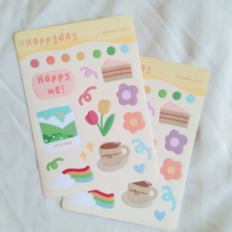 

PIUVA ID #happyday Sticker Sheet waterproof Stiker cute