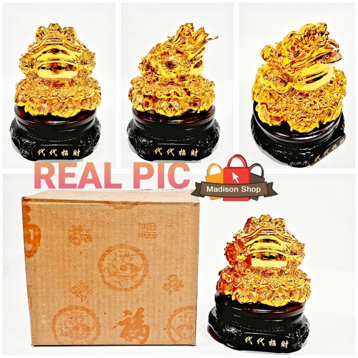 Pajangan Katak Duid Emas 3D Patung Hongsui Hoki Kodok Emas Kado Imlek Harga Grosir Termurah