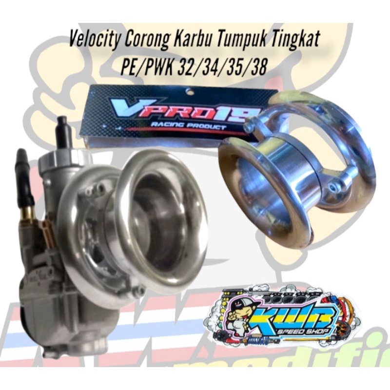 Velocity corong karbu tumpuk tingkat corong karbu donat tingkat tumpuk pe/pwk ukuran 32/34/35/38