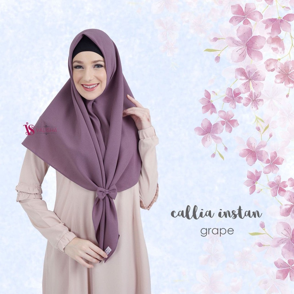 BEST SELLER ORIGINAL  Valisha Callia Jilbab Segiempat Instant Grape - hijab kerudung khimar