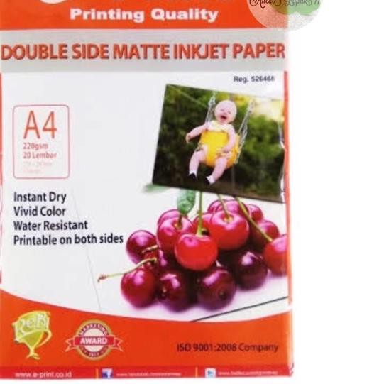 

➯ E-print double side matte inkjet paper 220 gsm/20 lbr kertas inkjet ֍