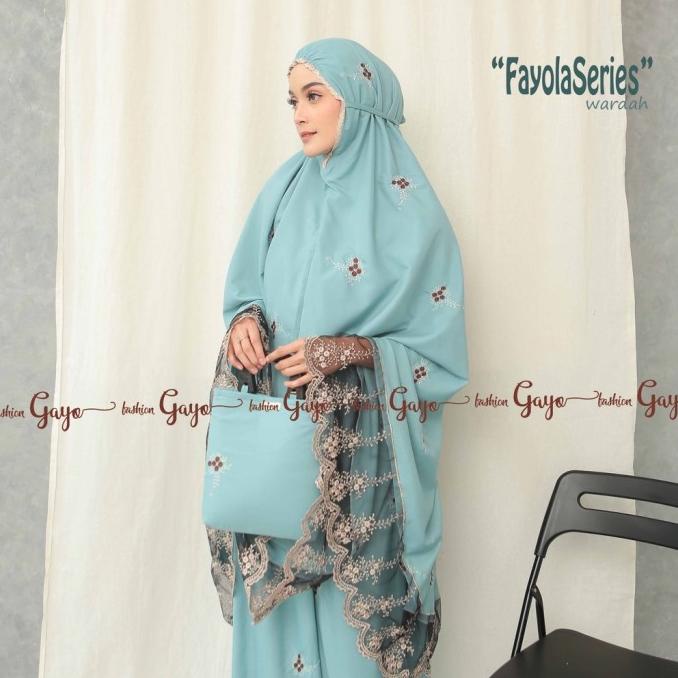 Mukena Dewasa Katun Polos Bordir Fayolaseries Paradiseseller
