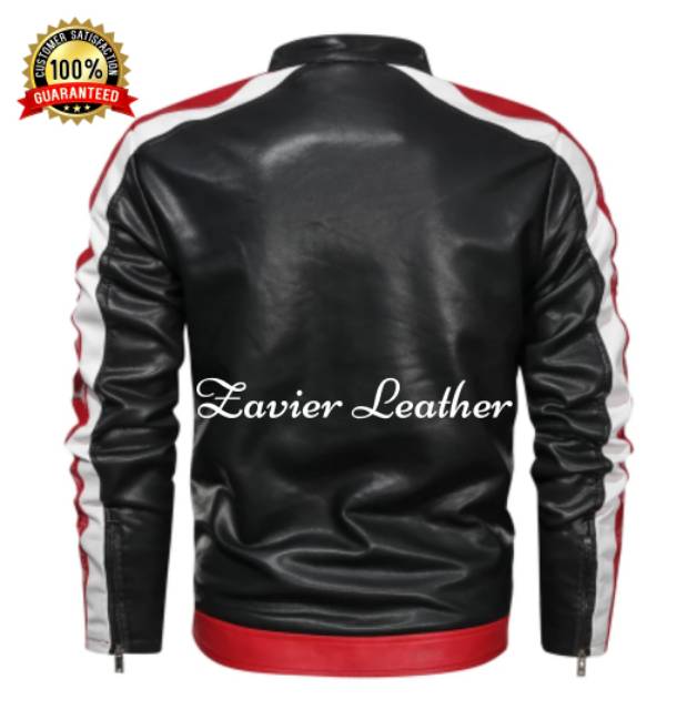 Jaket motor pria kombinasi semi kulit