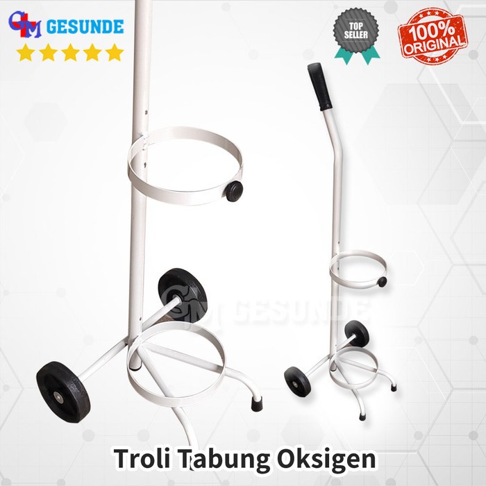 Troli Dorong Tabung Oksigen Ukuran 1m3 dan 2m3 - Troli Tabung Oksigen