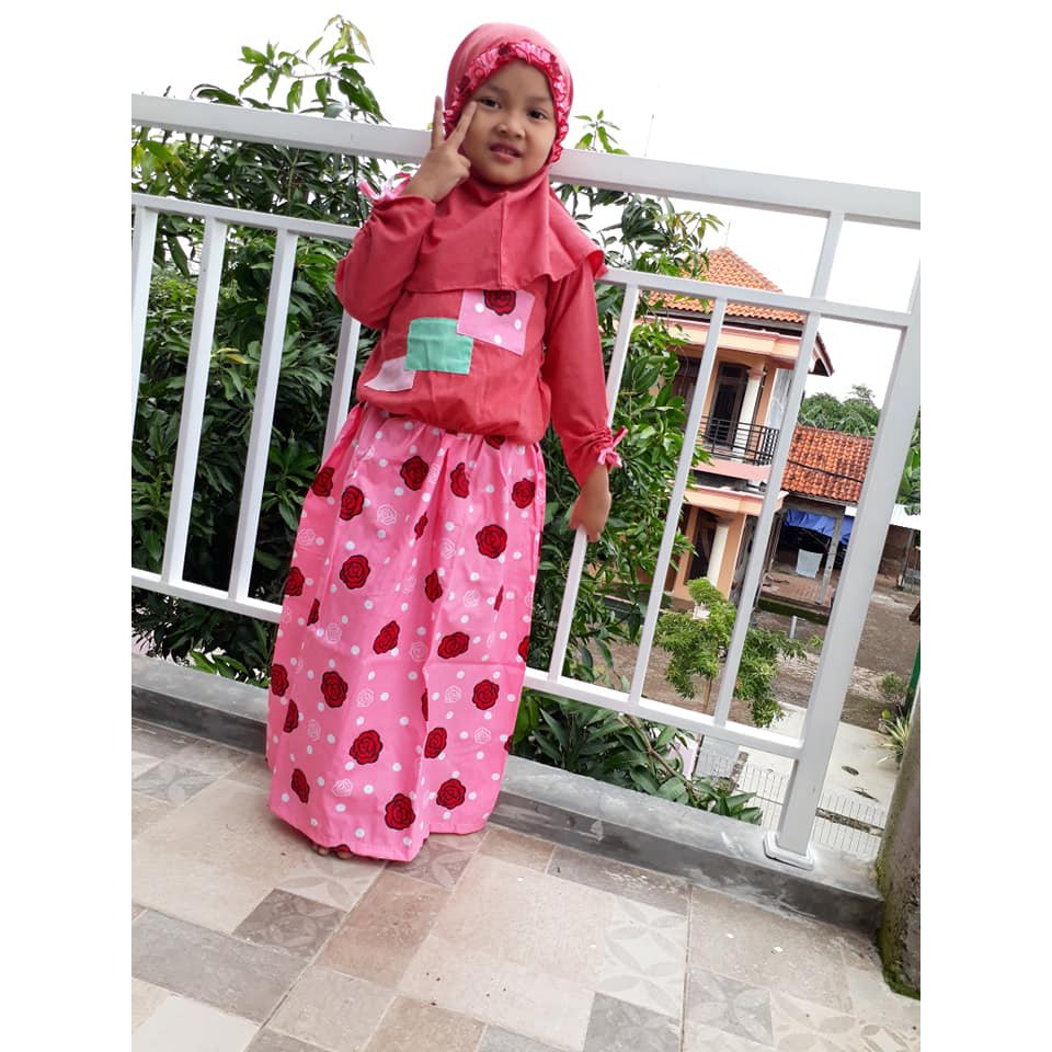 2-9 tahun setelan rok anak alina  set hijab