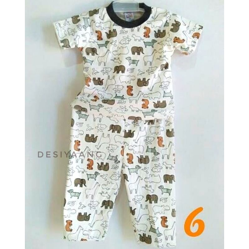 isi 2stel Piyama Bayi Qkids Size Xs(5-18bulan) Lengan Pendek Celana Panjang Bahan Double knit