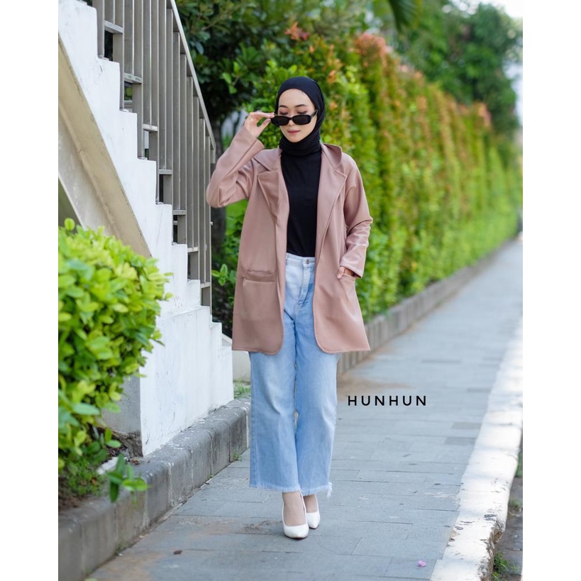 CUCI GUDANG!! Alba Blazer Outer Blazer Basic Scuba Atasan Kerja Wanita Outer Polos Murah Korean Look  Pusatgrosir_solo