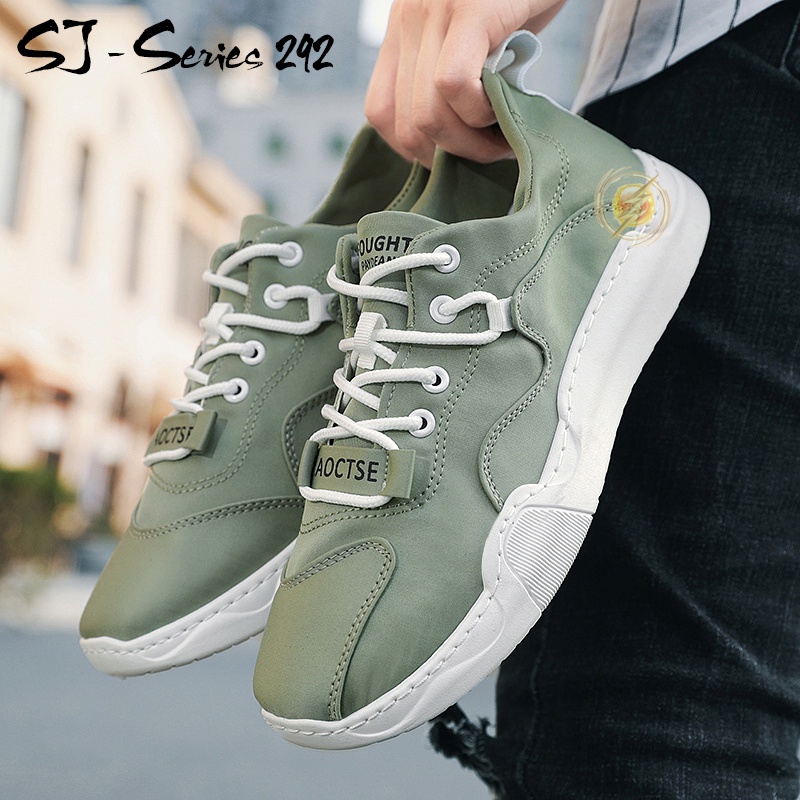 [NOOS] Sepatu Senakers Pria Fashion Tali Elastis Series 3 Kualitas Premium -292 ARMY