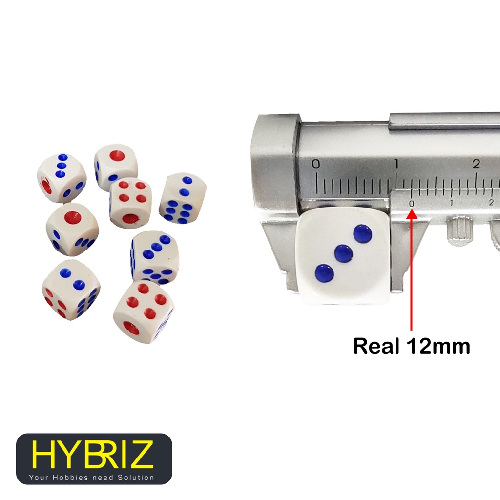 Dadu Ukuran 12x12mm dan 20x20mm / Dadu Plastik / Dadu Mainan