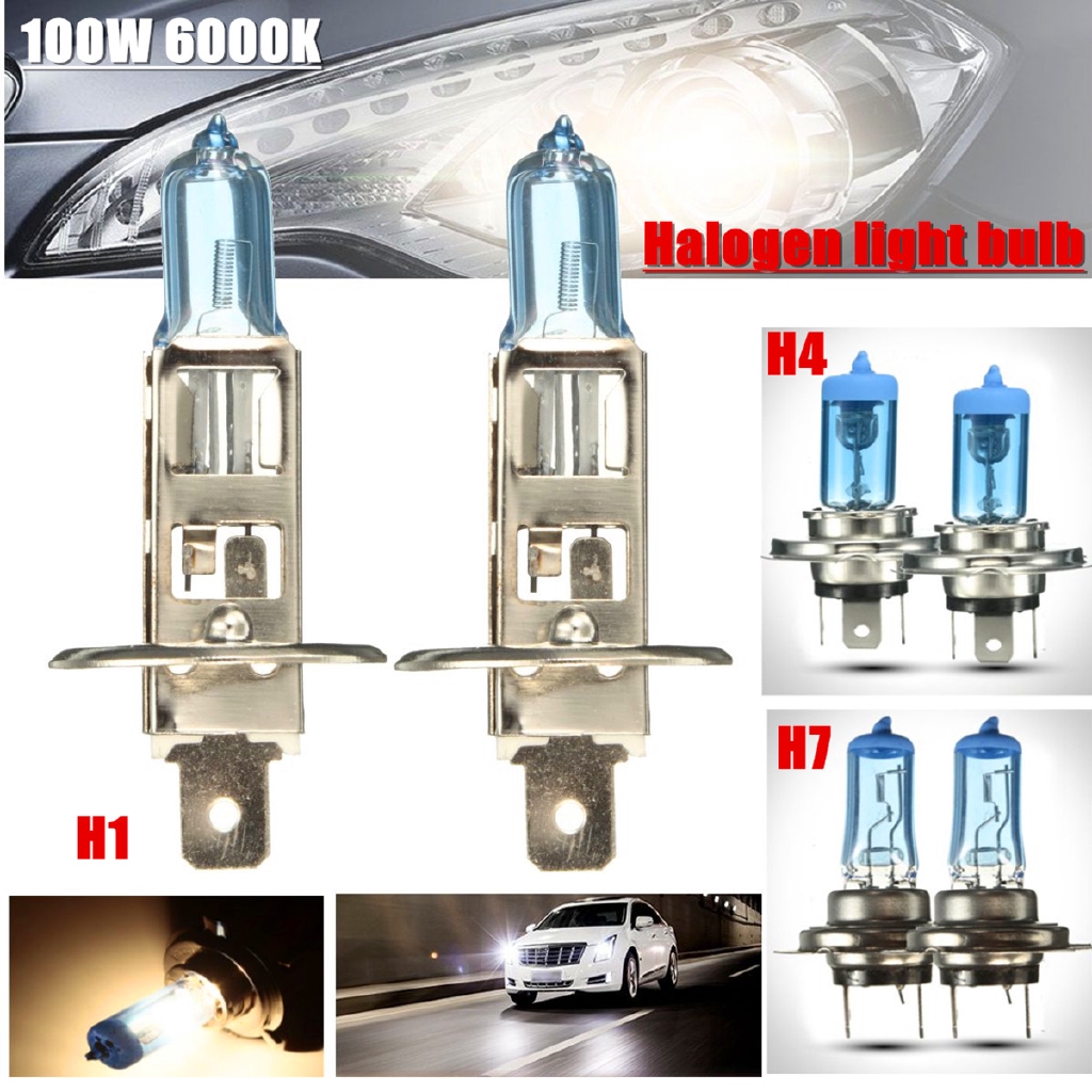 Car White H3/H4 6000K Xenon Gas Halogen Headlight Light Lamp Bulbs 55/100W 12V