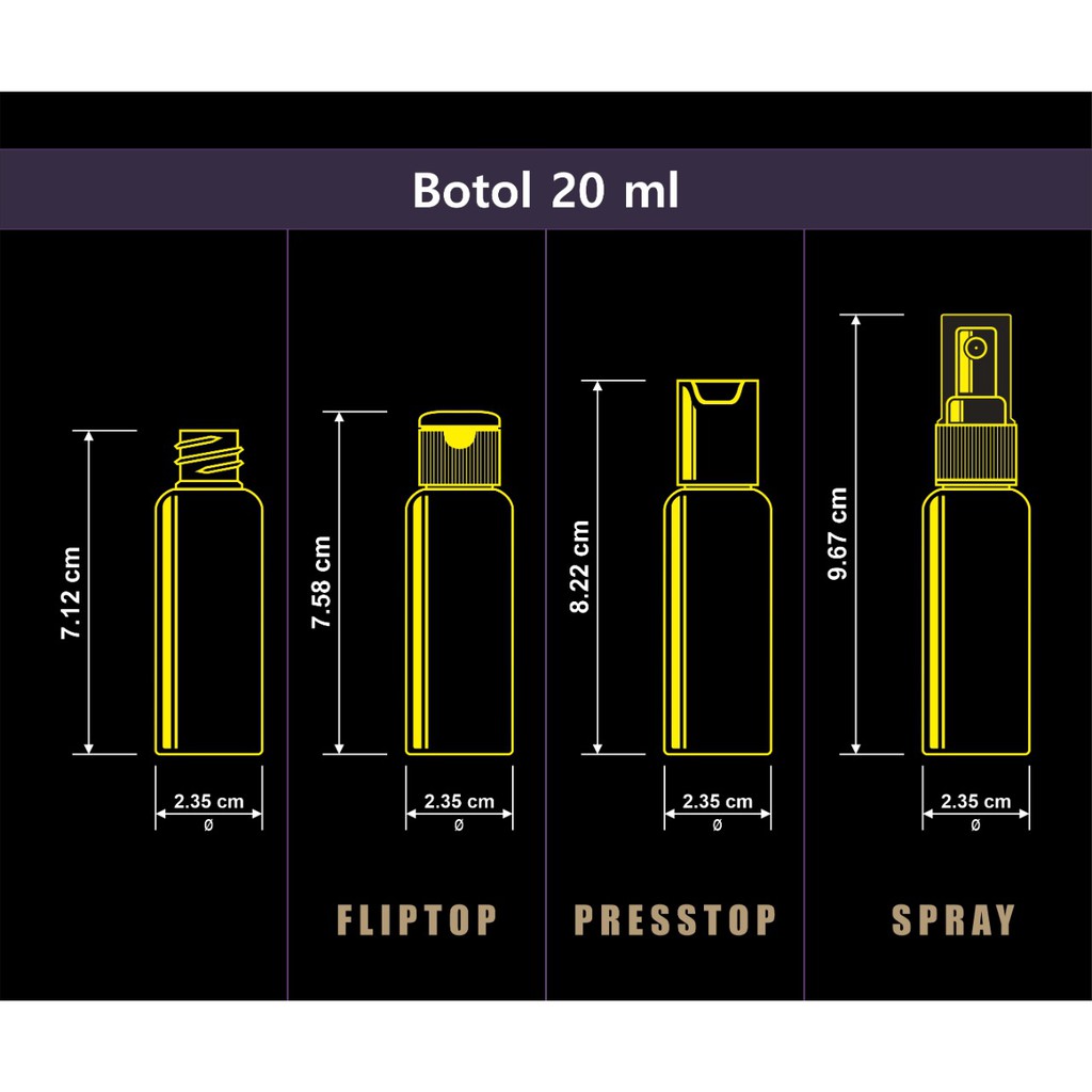 Botol Plastik PET 20ml BR Bening Tutup Presstop