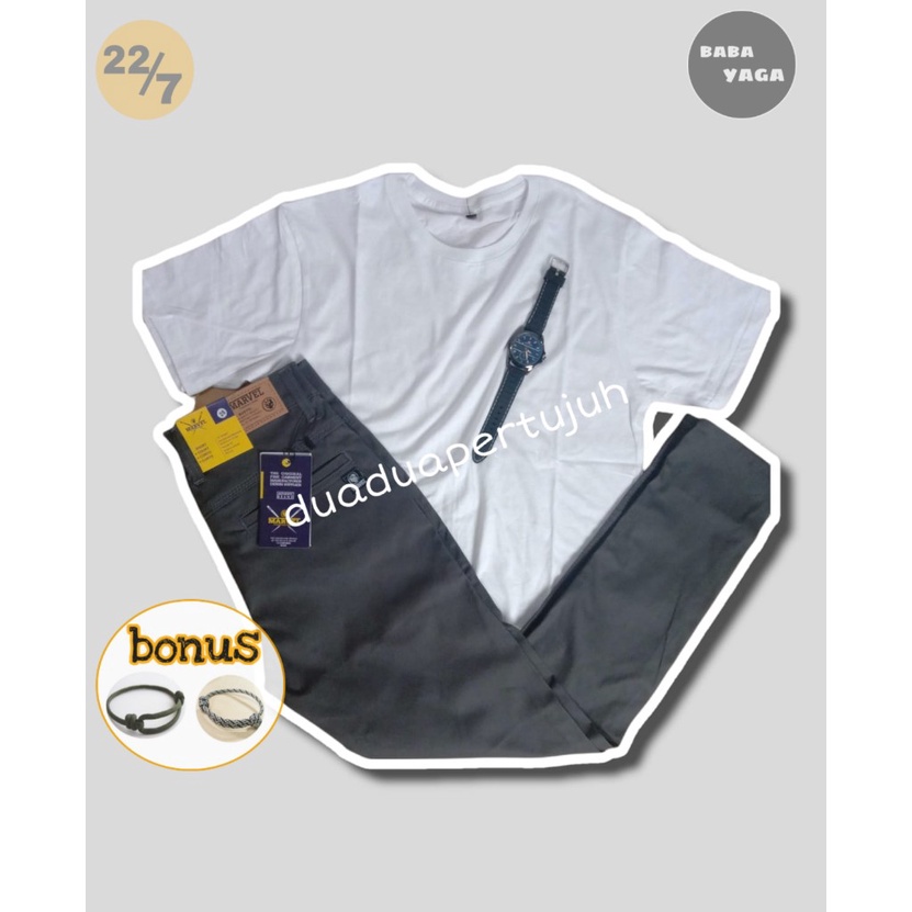SEPAKET CELANA KAOS DAN JAM TANGAN SEPAKET CELANA PANJANG PRIA