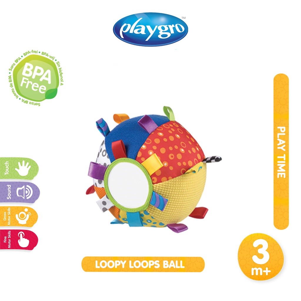 Playgro Baby Loopy Loop Chime Ball - Mainan Bola Lembut Bayi Balita