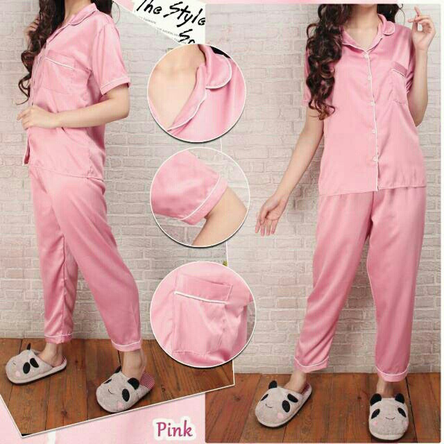 Piyama Satin CP / Panjamas Satin / Baju Tidur / Baju Tidur Wanita