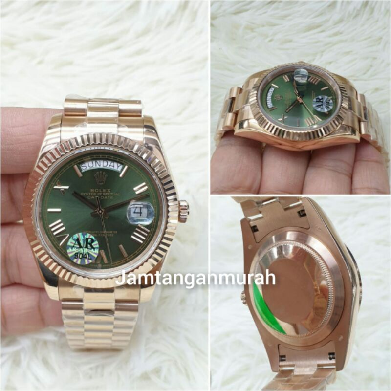 jam tangan rolex day date pria automatic mesin swiss kualitas original