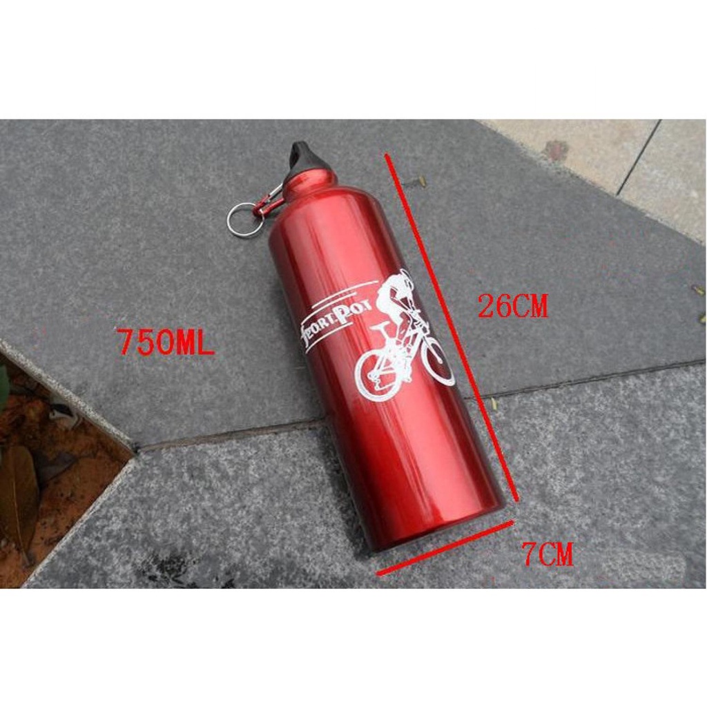 (BISA COD) RVOSTR  Botol Minum Olahraga Aluminium 750ml Dengan Karabiner - H2GO