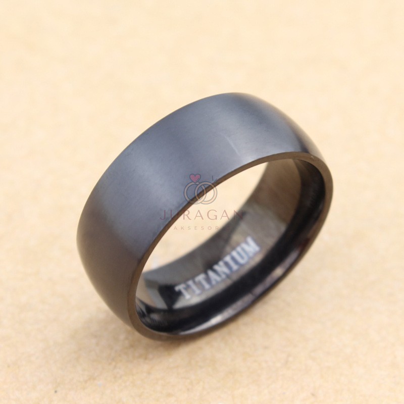 [UKIR NAMA] Cincin Hitam Pure Titanium Pria BONUS Gelang