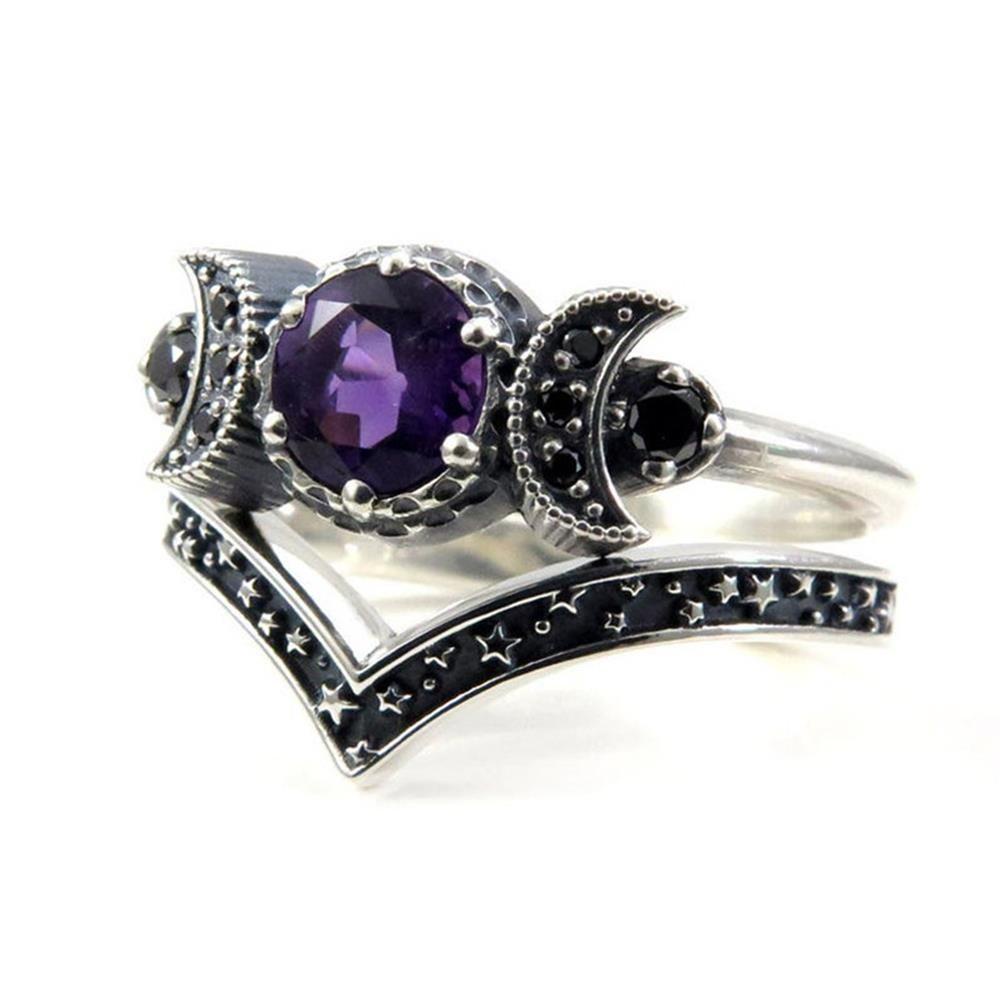 Cincin Nanas Triple Moon Desain Baru Gaya Gothic Untuk Wanita Pria Tunangan Pernikahan