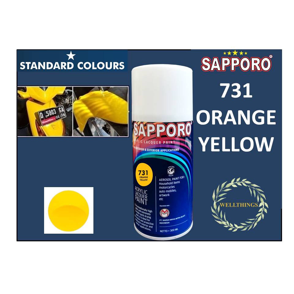Sapporo Paint Orange Yellow 731/ Kuning/ cat semprot/ pylox/ pylok
