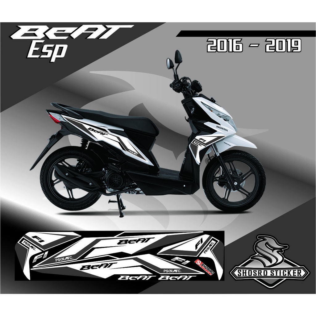 COD/STIKER/STRIPING VARIASI) BUAT BODY MOTOR HONDA BEAT STRET/ESP MOTIF PRODUK TERBARU ABU PUTIH VAR