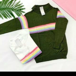 Turtleneck Candy Rainbow  Baju Rajut Rainbow  Switer 