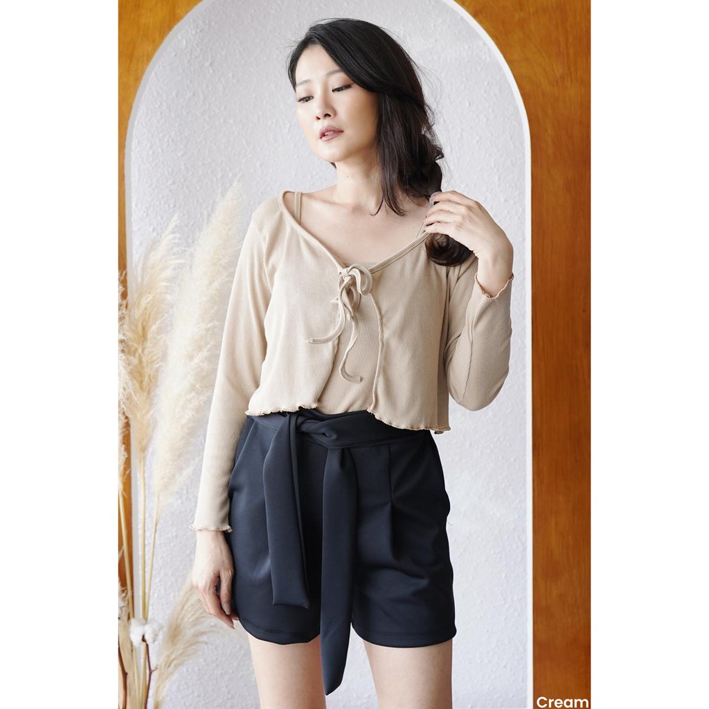 Set Tie Front Rib Knit Cardigan