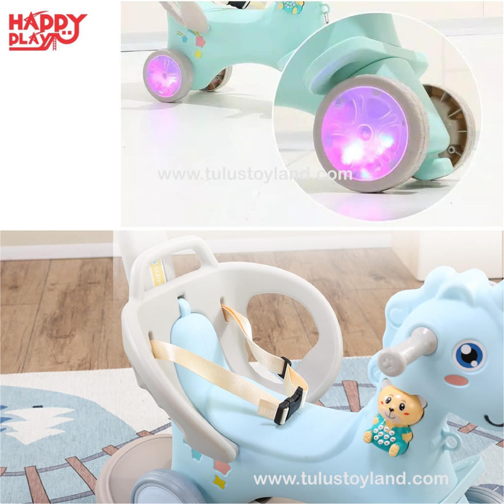 Happy Play 4in1 Rocking Horse Softplay 3in1 Ride On Mainan kuda kudaan 4 in 1 Balance Bike 3 in 1